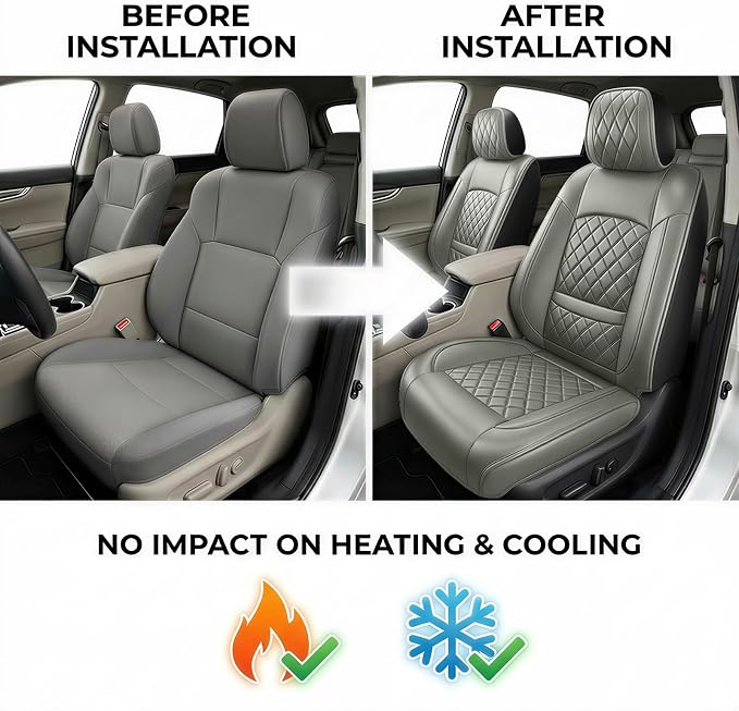 Fit for 4Runner Car Seat Covers Compatible with Toyota 4Runner 2003-2026(Only for 5 Seats Version) - Waterproof Leather Seat Cushions Protector, Airbag Compatible, Full Set (Gray) - Image 6