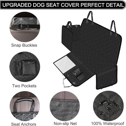 Dog Car Seat Cover, Waterproof Nonslip Pet Seat Cover for Back Seat with Storage Pockets Mesh Visual Window, Scratch Proof Pet Dog Seat Cover Hammock for Cars Trucks and SUVs, XL-Black - Image 4