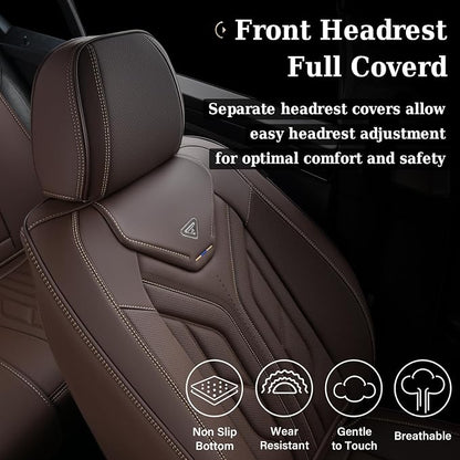 Coverado Front Seat Covers, Car Seat Covers Front Seats, Leather Seat Covers for Cars, Automotive Seat Covers Car Seat Protector Car Accessories Fit for Most Sedans SUV Pick-up Truck(Coffee) - Image 5