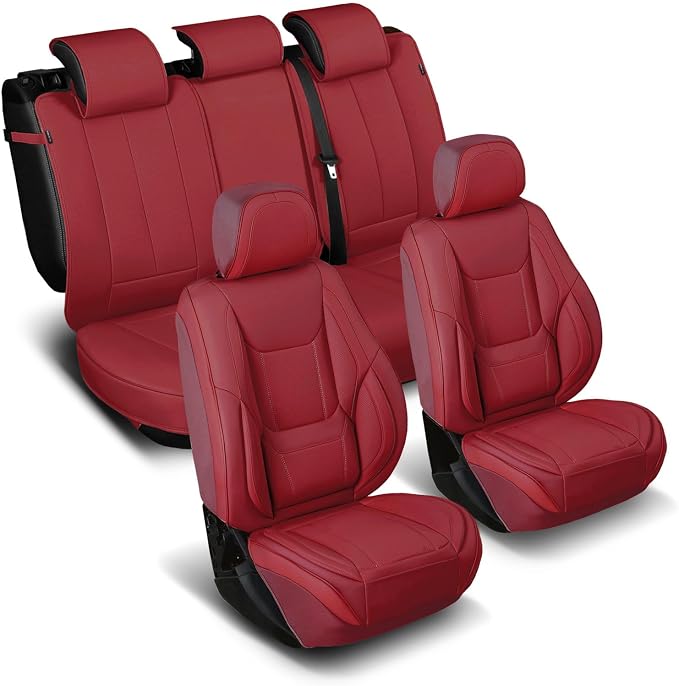 Coverland Custom SUV Car Seat Covers for 2010-2014 Subaru Outback | Premium Waterproof Faux Leather Non-Slip Memory Foam Airbag Compatible Custom Fit Interior Protector [Full Set-Wine Red] by Coverland