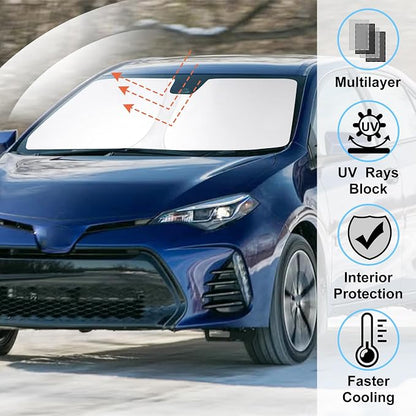 Windshield Sun Shade for 2014-2019 Toyota Corolla Accessories | Full covered, Foldable & Durable, Block UV Rays, Reduce Heat, Easy to install, Keep Car Cooler - Image 2
