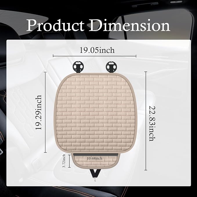 Car Back Seat Cover,Non-Slip & Breathable Bench Seat Cover with Side Pockets for Car Storage & Protecting Interiors,Universal All-Season Seats Back Protector for Most Cars (Front Seat Cover/Biege) - Image 2