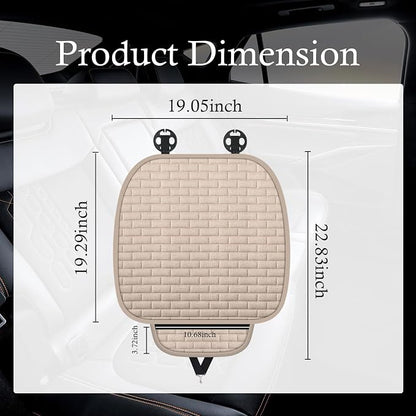 Car Back Seat Cover,Non-Slip & Breathable Bench Seat Cover with Side Pockets for Car Storage & Protecting Interiors,Universal All-Season Seats Back Protector for Most Cars (Front Seat Cover/Biege) - Image 2