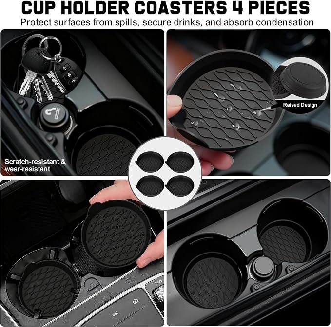 Car Accessories Gift Set for New Drivers, 13PCS Everyday Car Essentials Kit with Registration Insurance Holder, Cup Holder Coasters, Headrest Hooks & Cleaning Brushes for Men & Women - Image 3