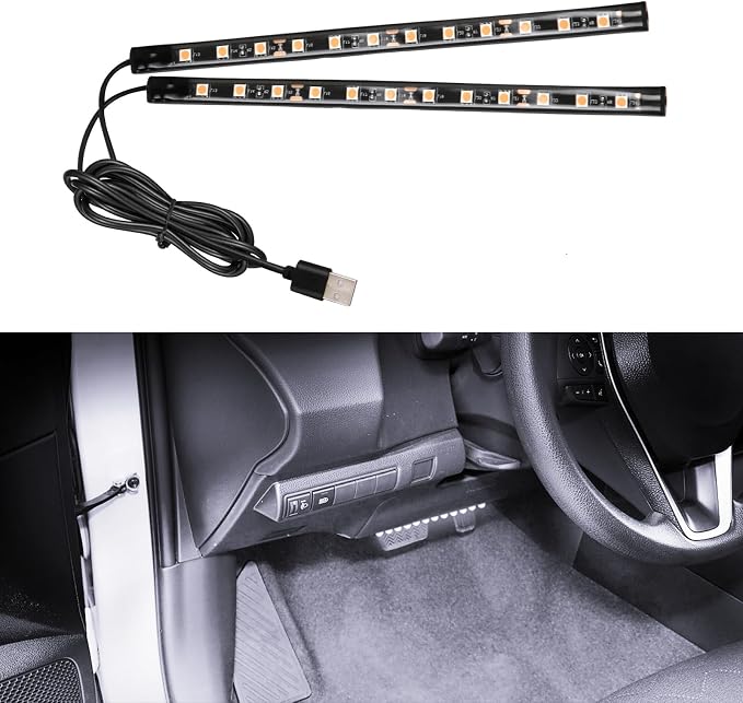 wuyaoyao Car LED Strip Light, Ambient Lighting Kit w/USB Port, White | 12V 24 LED Lights for Decor, RGB Neon Atmosphere Lamps, Under Dash Ambient Night Light, Universal Car Accessories by wuyaoyao