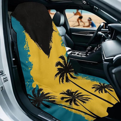 SEANATIVE Car Seat Cover Sweat Towel with Storage Bag for Front Seats in Cars, Trucks, SUVs – Universal Seat Liner, Easy Install, Washable, Breathable Fabric, Flag of the Bahamas Print - Image 2