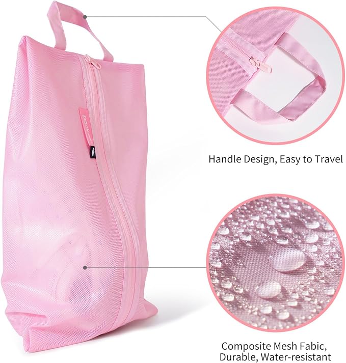 pack all Shoe Bag for Travel, Water-Resistant Shoe Pouch for Sports | Odor-Resistant, Dustproof, Portable, Soccer Cleats & Gym Storage, Fits Up to Size 11, 1 Pack, Pink - Image 2