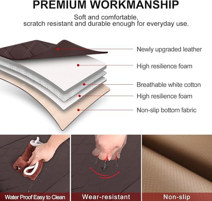 BEITK 1 Pack Leather Front Car Seat Bottom Cover Coffee | PU leather,Waterproof, Full Wrap, Non-slip, Universal Fit for Sedan Truck SUV, Easy to Install - Image 3