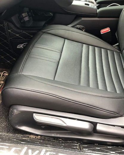 EKR Civic Seat Covers Custom Fit for Honda Civic (Hatchback) Gas & Hybrid 2022-2026 (Rear W/Armrest),Waterproof Car Seat Cover Full Set,Faux Leather(Black) - Image 5