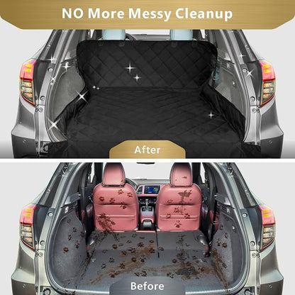 F-color SUV Cargo Liner for Dogs - Trunk Cover with Bumper Flap Protector | Water Resistant Pet Cargo Cover with Non-Slip Mat, Dog Car Seat Cover Prevents Scratches Pet Hair Mud Dirt for Midsize SUVs - Image 3