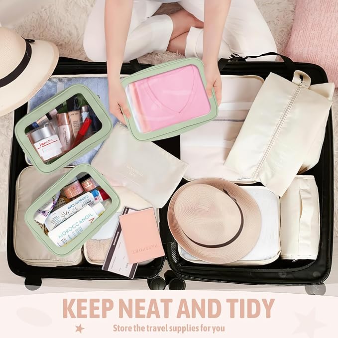 YOPCDJ 6PCS Clear Toiletry Bag,TSA Approved Travel Pouch with Zipper for Cosmetics and Toiletries，Diaper Bag Organizer Pouch Set, Purse Organizer and Clear Car Bag for Women and Kids - Image 6