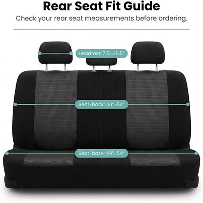 FH Group Universal Car Seat Covers Rear Set for SUV Truck Sedan Vans | 3D Textured Breathable Fabric Seat Cover Set with Airbag Compatible Split Bench Protector Interior Upgrade - Black - Image 7