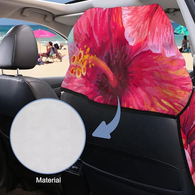 Sea Turtle Print Car Seat Towel Cover After Gym Hibiscus Plumeria Print Sweat Towels for Car Seats Quick-Dry Seat Shield for Truck Sedan SUV, Easy to Install - Image 4