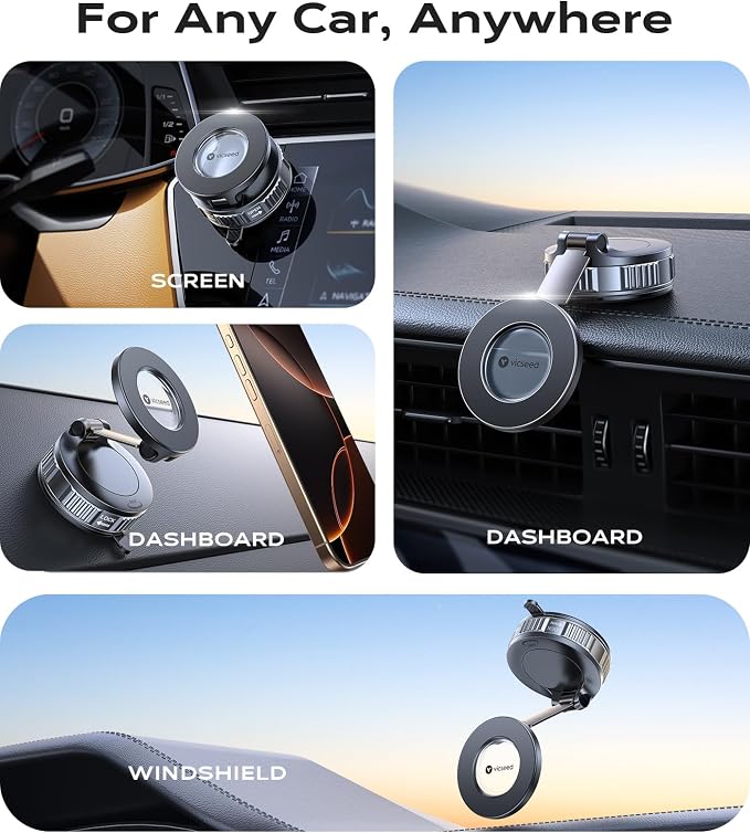 VICSEED 2026 Upgraded Car Phone Holder for Magsafe Car Mount [85 LBS Strongest Suction] Vacuum Magnetic Phone Holders for Your Car 360° Adjustable Car Phone Mount for iPhone 17 Pro Max 16 15 14 13 GPS - Image 2
