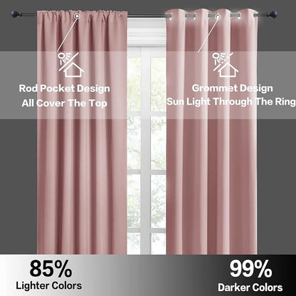 RYB HOME Small Window Curtains 45 inches Length for Kitchen Cafe Bathroom | Room Darkening Curtains & Drapes, Energy Saving, Thermal Insulated, For Kids Bedroom, W42 x L45, Peach Blush, 2 Panels - Image 5