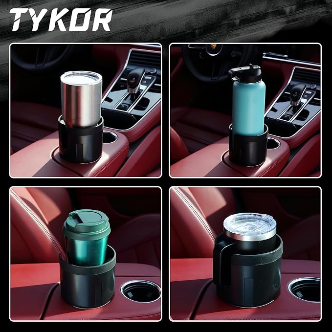 TYKOR Car Cup Holder Expander Adapter, Extender for Car with Offset Base | Compatible with Yeti 14/24/36oz, Owala 12/24/40oz, Other Large Water Bottles and Mugs in 3.2"-4.0" - Image 6