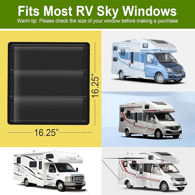 RV Skylight Cover, Vent Cover for Roof16 ¼ (L) x 16 ¼" (W), RV Window Blackout with UV Protection and Foldable Magnet Design, Waterproof Fabric, Reflective - Image 6