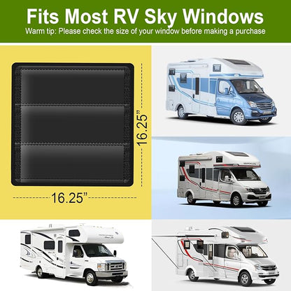 RV Skylight Cover, Vent Cover for Roof16 ¼ (L) x 16 ¼" (W), RV Window Blackout with UV Protection and Foldable Magnet Design, Waterproof Fabric, Reflective - Image 6