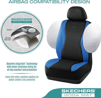 Skechers Car Seat Covers,Leather Seat Covers with GOGA Mat Technology,Waterproof Car Seat Covers Full Sets,Airbag Compatible,Comfort Universal Fit for Most Cars,Vans,Trucks,SUVs,Blue - Image 5