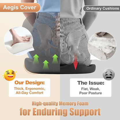 Thick Car Seat Cushion with Lumbar Support for Long Driving, Ergonomic Memory Foam Office Chair Cushion for Sciatica, Tailbone & Lower Back Relief, Ideal Gift for Drivers & Office Workers (White) - Image 6