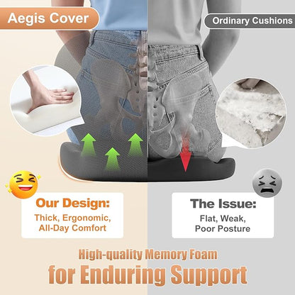 Thick Car Seat Cushion with Lumbar Support for Long Driving RV, Ergonomic Memory Foam Office Chair Cushion for Sciatica, Tailbone & Lower Back Relief, Ideal Gift for Drivers & Office Workers (Black) - Image 5