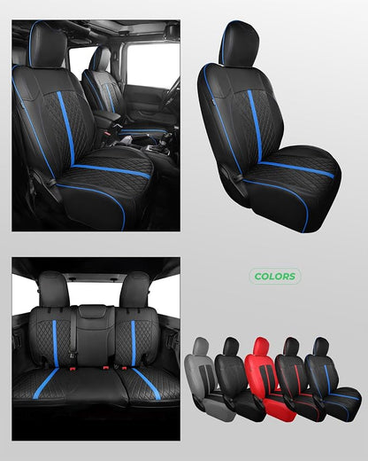 RIDEPOSH for Jeep Wrangler Leather Custom Car Seat Covers Full Set 4 Door | 2018-2026 JL, without Rear Cup Holder, Not for 4XE, Luxury Waterproof Protector, 40/60 Spilt, 5 Seats, Full Coverage, Durable - Image 8