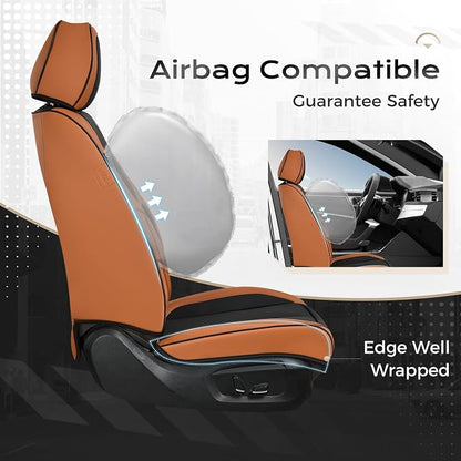 Coverado Car Seat Covers, Seat Covers for Cars, Waterproof Leather Auto Seat Protectors, Leather Car Seat Cushion, Car Interiors Accessories Universal Fit for Most Cars - Image 3