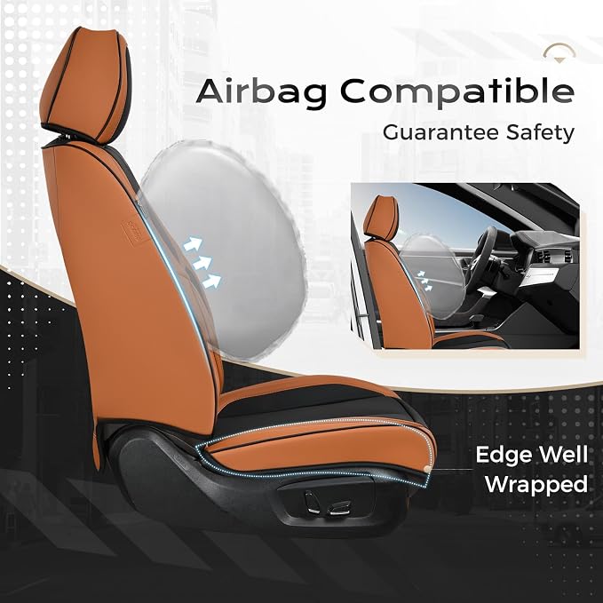 Coverado Car Seat Covers Full Set, Car Seat Protector Waterproof, Nappa Leather Car Seat Cushion, Seat Covers for Cars, Front Seats and Back Universal Fit for Most Cars - Image 5