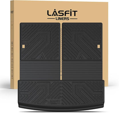 LASFIT for 2018-2024 Volkswagen Tiguan Cargo Liner, Custom fit for 7 Seats | All-Weather Trunk Mat Trunk Liner TPE Backrest & Trunk Mats for VW Tiguan Accessories, Waterproof, Easy to Clean, Black by LASFIT