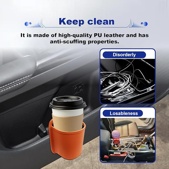 2PCS Large Car Door Cup Holder, Hanging Automotive Back Seat Bottle Holders, Waterproof Scratch-Resistant Car Window Cup Holder, Clip-On Auto Organizer Accessories for Beverage Holder(Orange) - Image 6