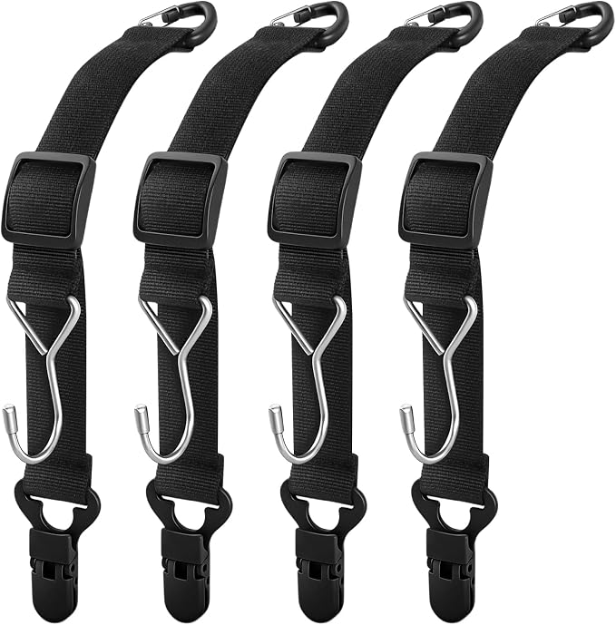 Headrest Hooks for Car, 2-in-1 Backseat Organizer with Bag Hook & Hat Clip, Extendable Universal Vehicle Storage Hanger Car Gifts for Purse, Grocery, Shopping Bag, Cap (4 Pack) by Qayacir