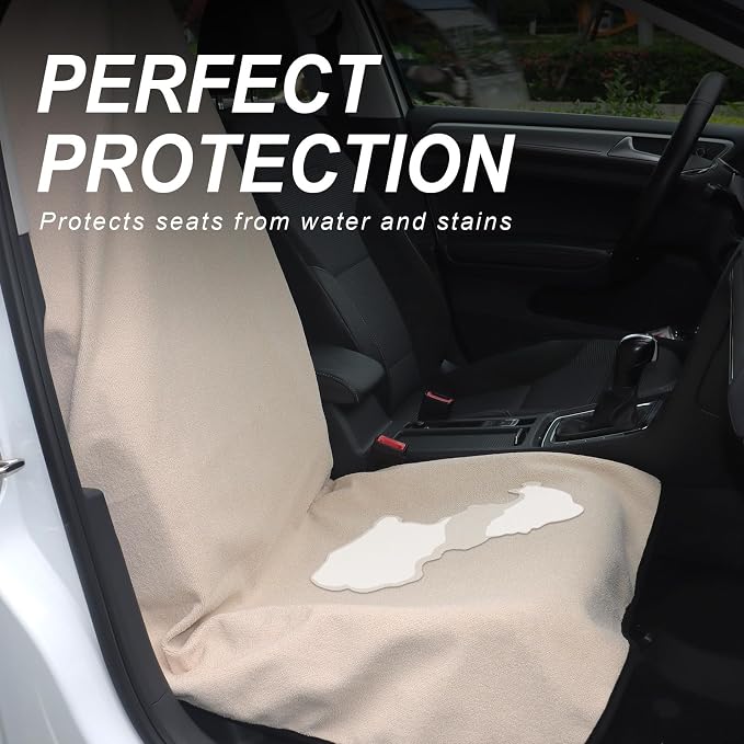 Car Seat Cover Protector Front Seats,for Gym Workout,Running,Swimming,Beach and Hiking,Waterproof Sweat Towel Bucket Seat Covers for Cars SUV Trucks (Off-White, 2Pcs) - Image 6