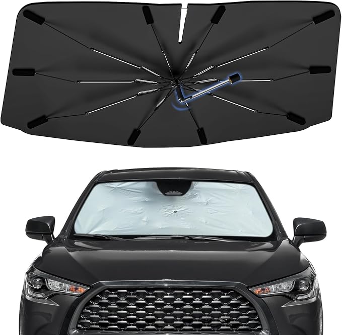 Windshield Sun Shade Umbrella for Toyota Corolla Cross 2022-2026 | Foldable Car Sunshade for Front Window, 360 Rotation Automotive Interior UV Protection for Outdoor Parking by Bocvam