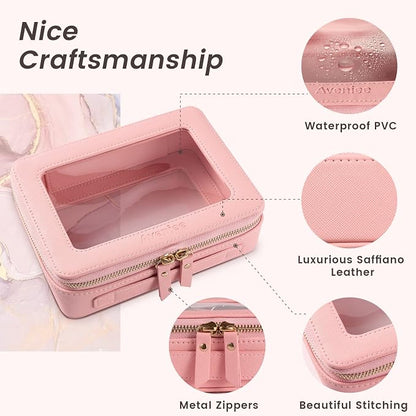 Aveniee Clear Makeup Bag Organizer, Travel Toiletry Bag for Women, Waterproof Cosmetic Pouch with Zippers,Car Accessories Organizers and Storage Case,Pink,Medium Classic - Image 5