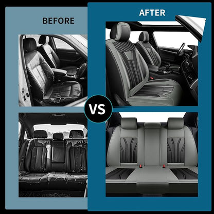 Fit Juke Car Seat Covers Premium Leather for Nissan Juke 2011-2016 2017. Waterproof， Breathable, Scratch-Resistant & All-Weather Seat Cushion Protector（2 Front Seats,Gray&Black - Image 5