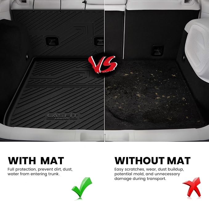 LASFIT Cargo Mat for Jeep Cherokee 2014-2018 | All Weather, TPE, Custom Fit, Trunk Seat Back Mat, Rear Backrest Protectors, Cargo Liner, Black - Image 4