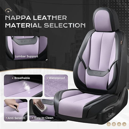 Coverado Car Seat Covers Full Set, Car Seat Protector Waterproof, Nappa Leather Car Seat Cushion, Seat Covers for Cars, Front Seats and Back Universal Fit for Most Cars - Image 3