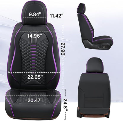 Coverado Leather Seat Covers, Car Seat Covers Full Set, Nappa Leather Seat Covers for Cars, Car Seat Protectors Waterproof, 5 Seats Black&Purple Automotive Seat Covers Fit for Most Cars Trucks - Image 7