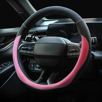 Microfiber Leather Steering Wheel Cover Universal 15 inch(Pink) - Image 3