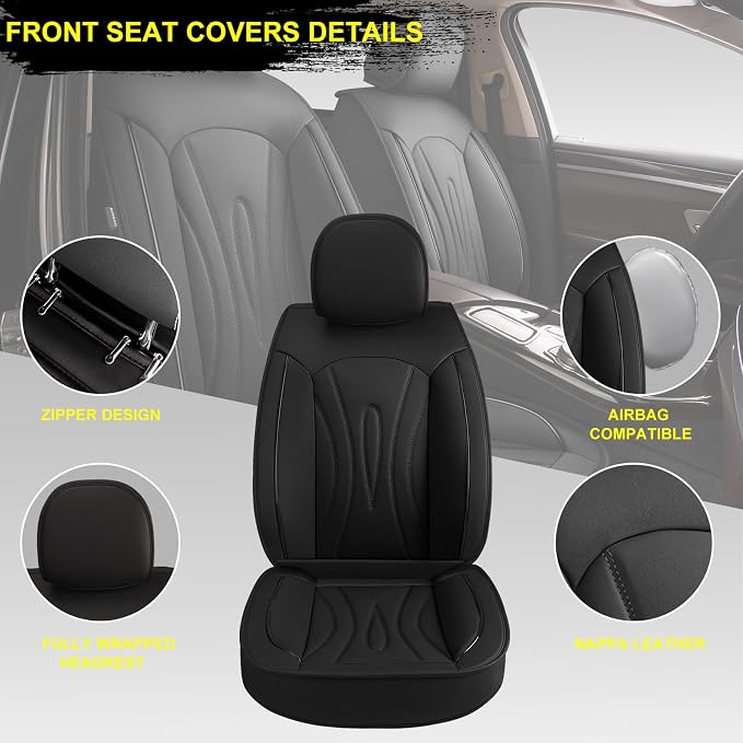 Car Seat Covers for Mazda 3 2007-2019 Full Set Faux Leather | Waterproof Breathable Scratch Resistant 360° Wrap Airbag Compatible Easy Clean（5 Seats,Black) - Image 3