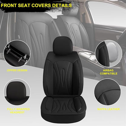 Car Seat Covers for Honda Passport 2019-2026 2027 Full Set Faux Leather | Waterproof Breathable Scratch Resistant 360° Wrap Airbag Compatible Easy Clean（5 Seats,Black) - Image 3