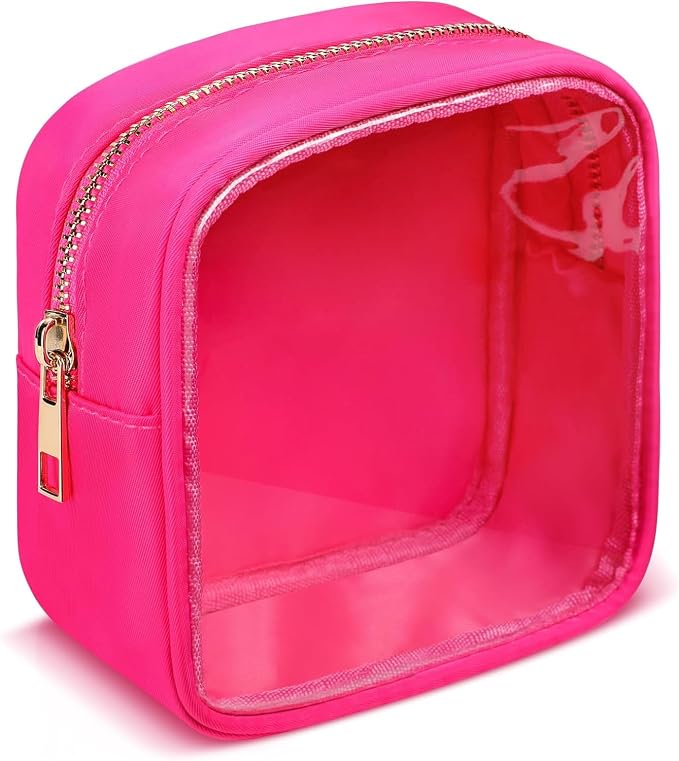 LETGO Small Clear Makeup Bag for Purse Small Cosmetic Bag Travel Size Toiletry Bags Cute Travel Makeup Bag,Coin Purse,Car Asscessories Organizer Storage Travel Essentials for Women Girls(Clear-Rose) - Image 2