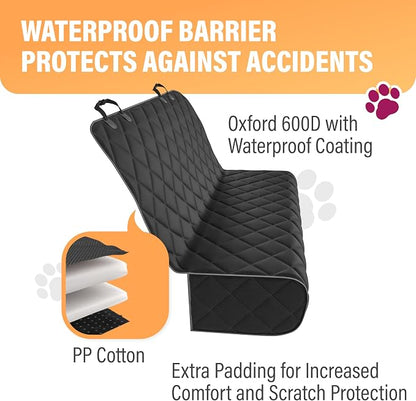 Black Car Rear Seat Cover for Dogs, Durable Waterproof & Scratch Resistant Vehicle Backseat Protector, Nonslip Dog Accessory & Pet Protection for Back Seats, Machine Washable - Image 2