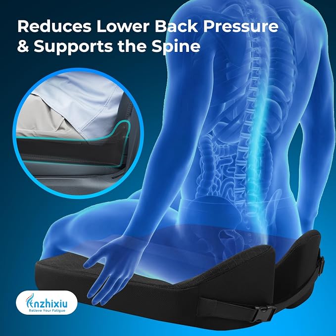 anzhixiu Elevated Car Seat Cushion for Improved View- Black | Heigtening Car seat cushion supports spine and reduces lower back pressure - Image 4