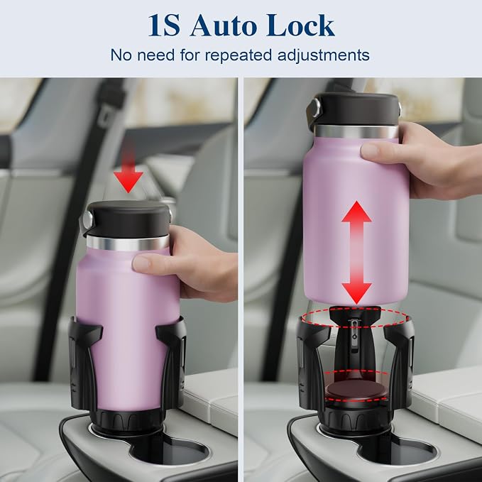 Car Cup Holder Expander, Cup Holder Extender Adapter with Expandable Arm and Adjustable Base, Compatible with Yeti Ramblers, Hydro Flasks, Stanley, Owala Most Coffee Mugs Bottles & Cups (CUP-B-2pack) - Image 5