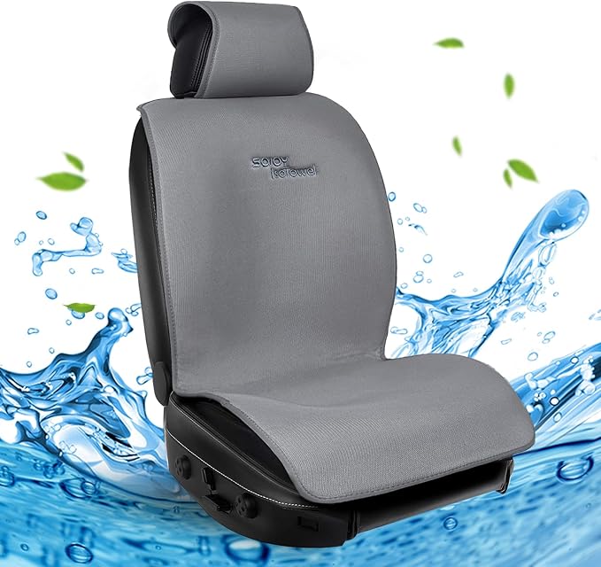 IsoTowel Car Seat Cover,Microfiber Seat Towel,with Quick-Dry Material and Non-Slip Back,Car Seat Protection for All Workouts,All-Weather(Gray) - Image 2