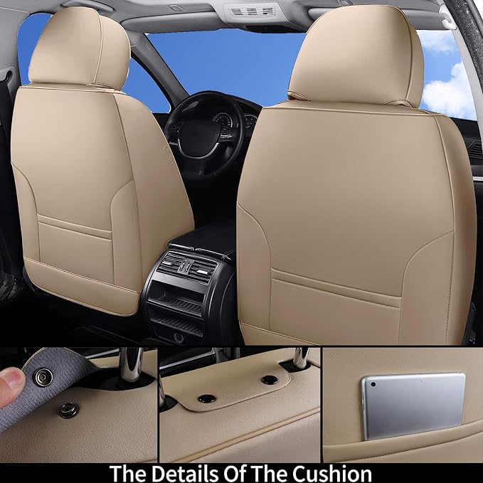 Coverado Car Seat Covers, Seat Covers for Cars, Waterproof Leather Auto Seat Protectors, Leather Car Seat Cushion, Car Interiors Accessories Universal Fit for Most Cars - Image 2