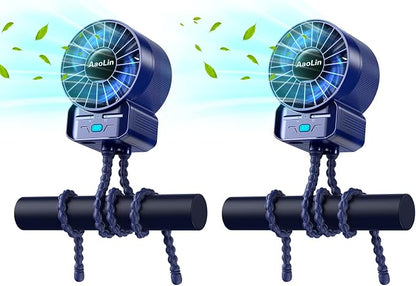 2 Pack Multifunctional Portable Stroller Fan 4 Speed 6600rpm High Speed Usb Rechargeable Personal Mini Handheld Fan Extended Tripod For Desktop Winding Kids Bed Treadmill Bike Golf Cart Outdoor Travel by AaoLin