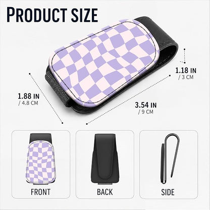 Leather Magnetic Sunglass Holder for Car Sun Visor, Cute Eyeglass Ticket Card Hanger Clip, Universal Auto Interior Accessories for SUV Pickup Truck, Purple Wave - Image 3