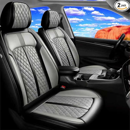 Fit CX-50 Seat Covers Custom Fit for Mazda CX-50 2023-2026, Front Pair | Premium Leather Full Coverage Protectors, Waterproof, Breathable, Scratch Resistant, Easy Wipe, Airbag Compatible, Black+Gray by FiveFox